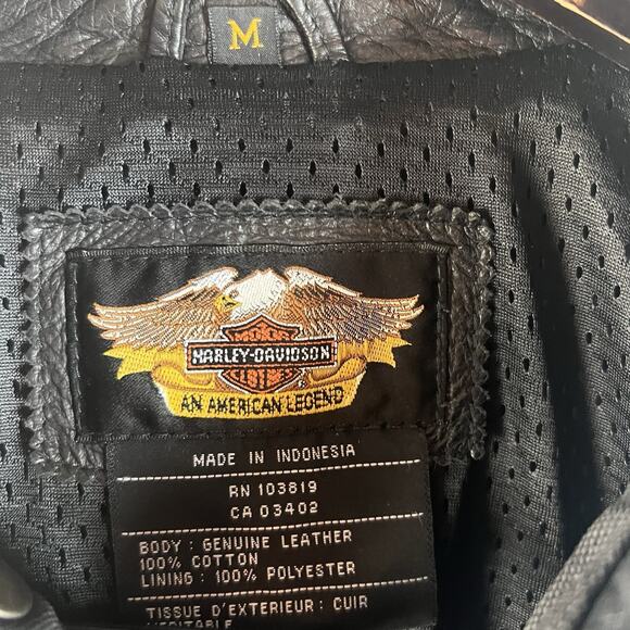 Harley Davidson Canvas Leather Jacket Size Medium Biker Embossed - Picture 4 of 9